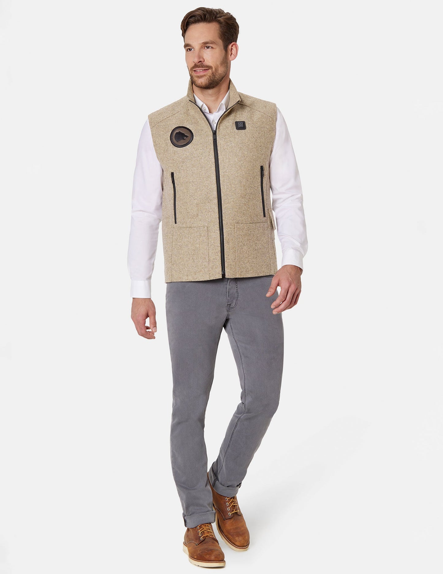 Bundle creme: 1x Beheizbare Jagdweste, 1x Sitzkissen, 1x Akku