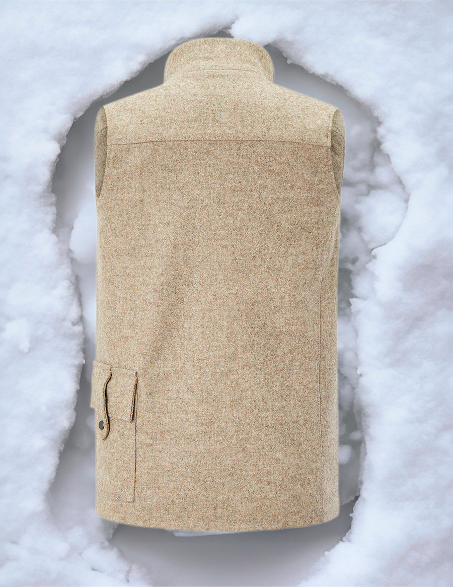 Beheizbare Jagdweste creme, aus bestem deutschen Loden, Oeko-Tex-100plus, nachhaltig