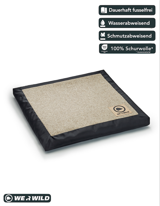 Beheizbares Sitzkissen aus hochwertigem Loden creme