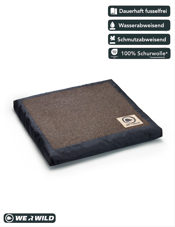 Beheizbares Sitzkissen braun, aus bestem deutschen Loden, Oeko-Tex-100plus, nachhaltig