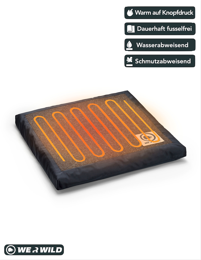 Beheizbares Sitzkissen braun, aus bestem deutschen Loden, Oeko-Tex-100plus, nachhaltig