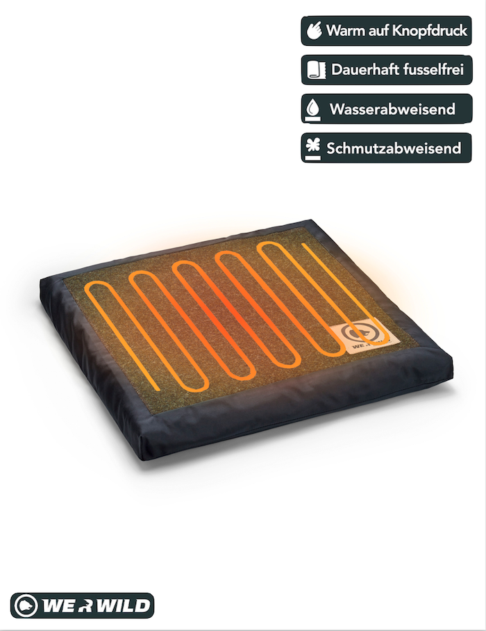 Beheizbares Sitzkissen grün, aus bestem deutschen Loden, Oeko-Tex-100plus, nachhaltig