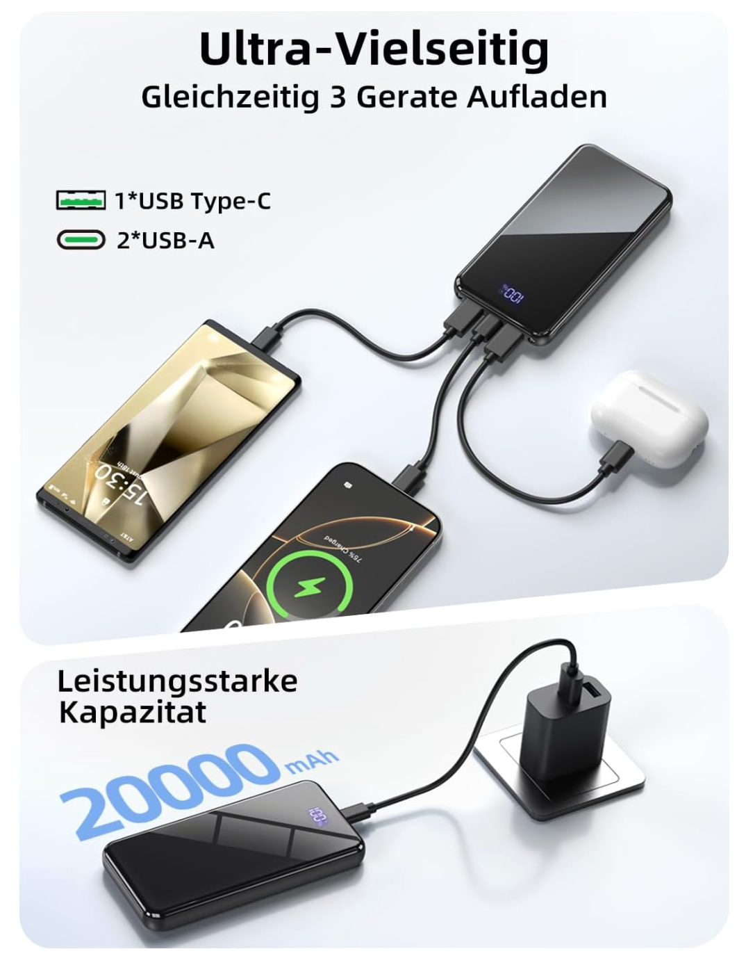 Power-Batterie, extra lange Laufzeit, gesunde Wärme
