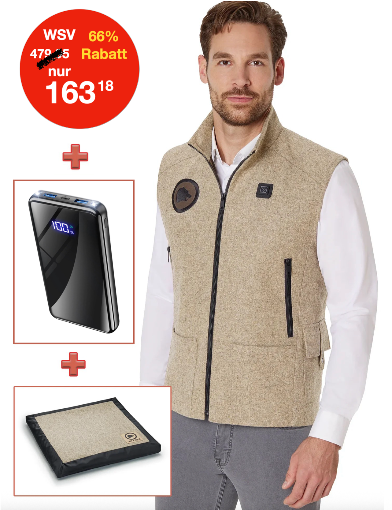 Heated hunting vest made of high-quality loden green