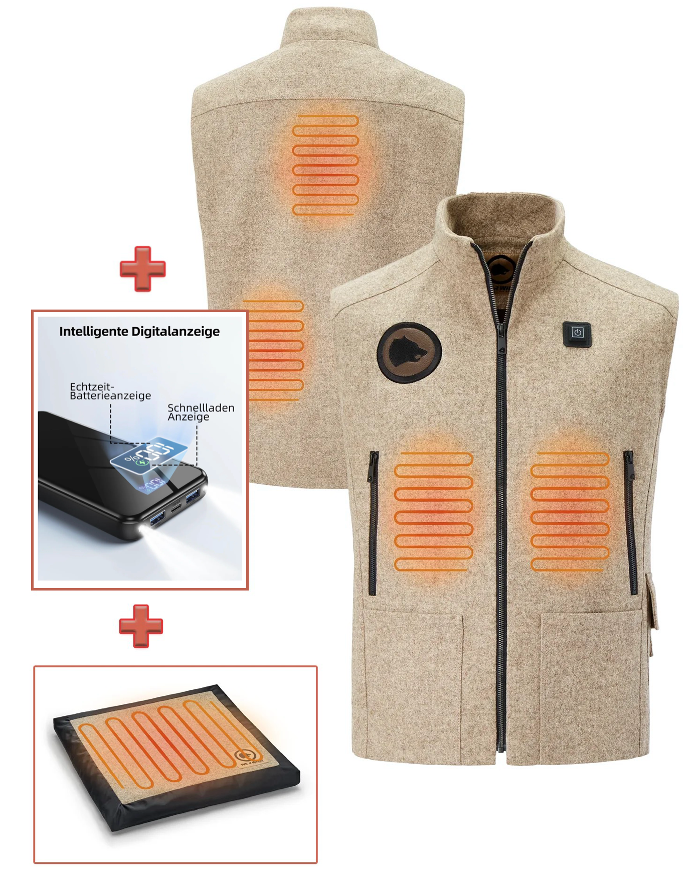 Heated hunting vest made of high-quality loden green