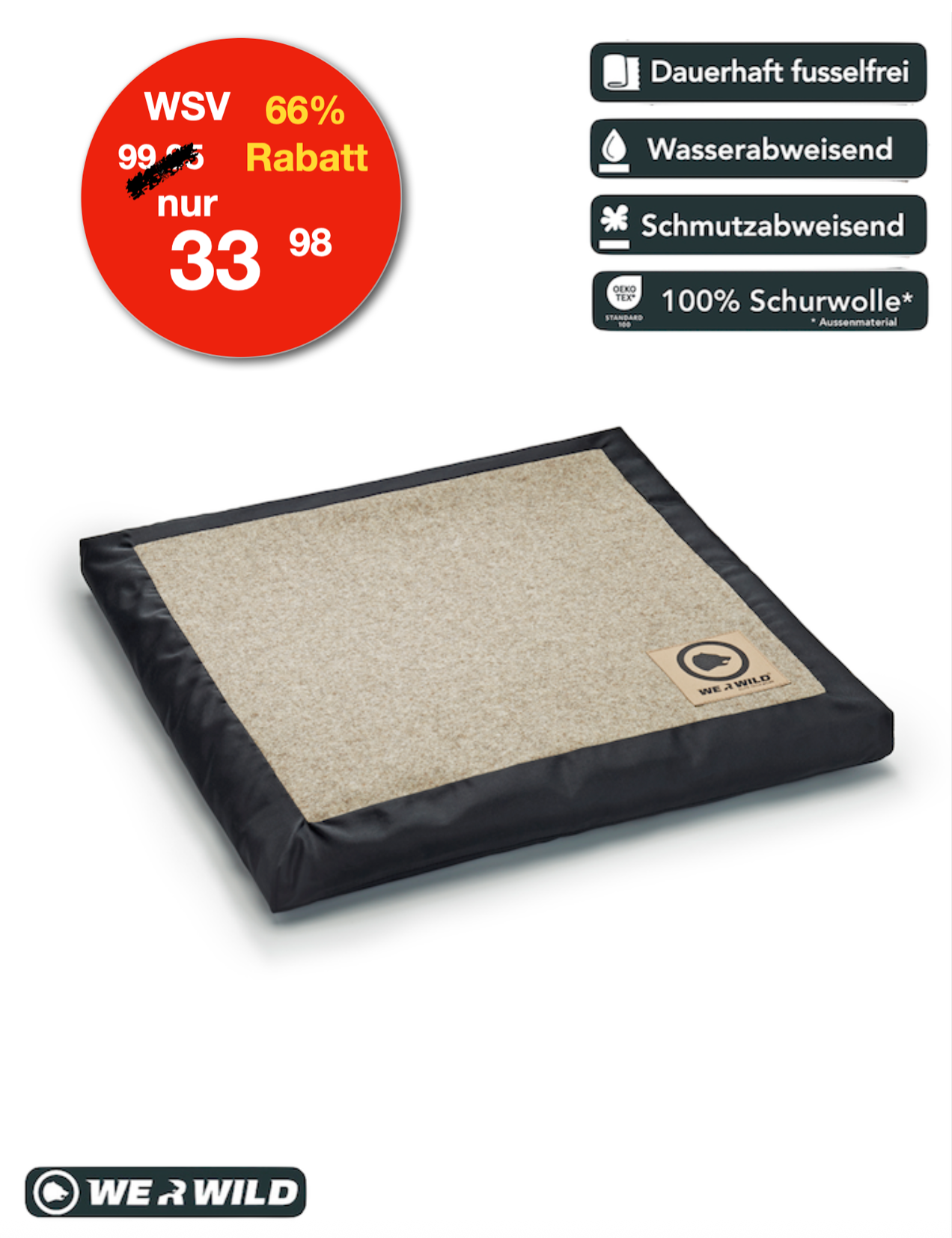 Heated cushion made of high-quality loden sand
