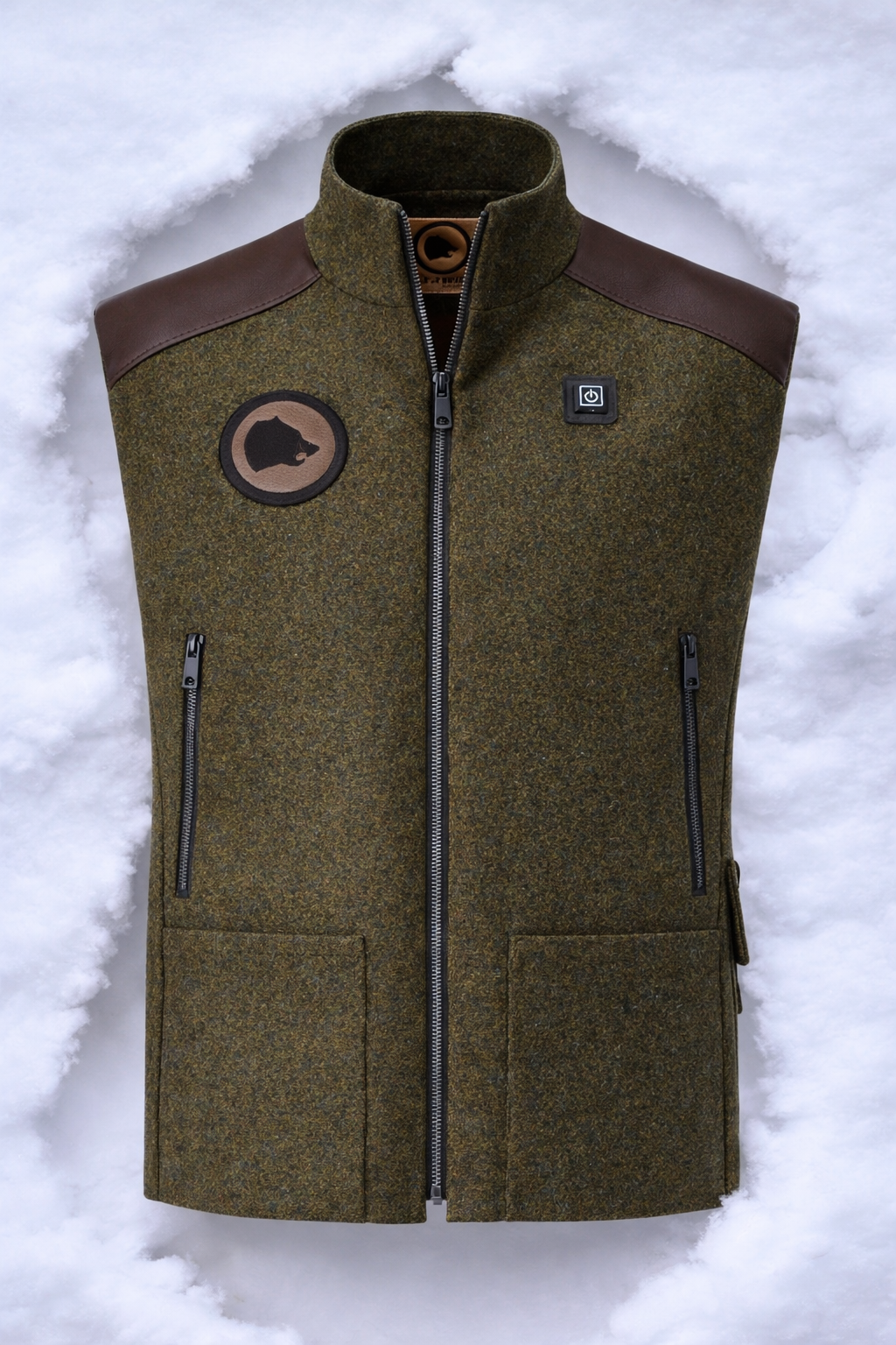 Heizweste grün mit Leder und bestem deutschen Loden, Oeko-Tex-100plus, nachhaltig (Kopie)